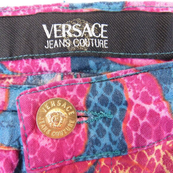 Versace Vintage Couture Women's Size 32 Floral Snake Skin Print Pants - Picture 11 of 13